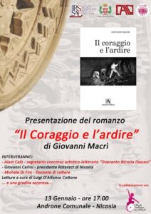 GetAttachmentThumbnail-212x300 Il 13 gennaio a Nicosia la presentazione del romanzo "Il coraggio e l'ardire" del barcellonese Macrì